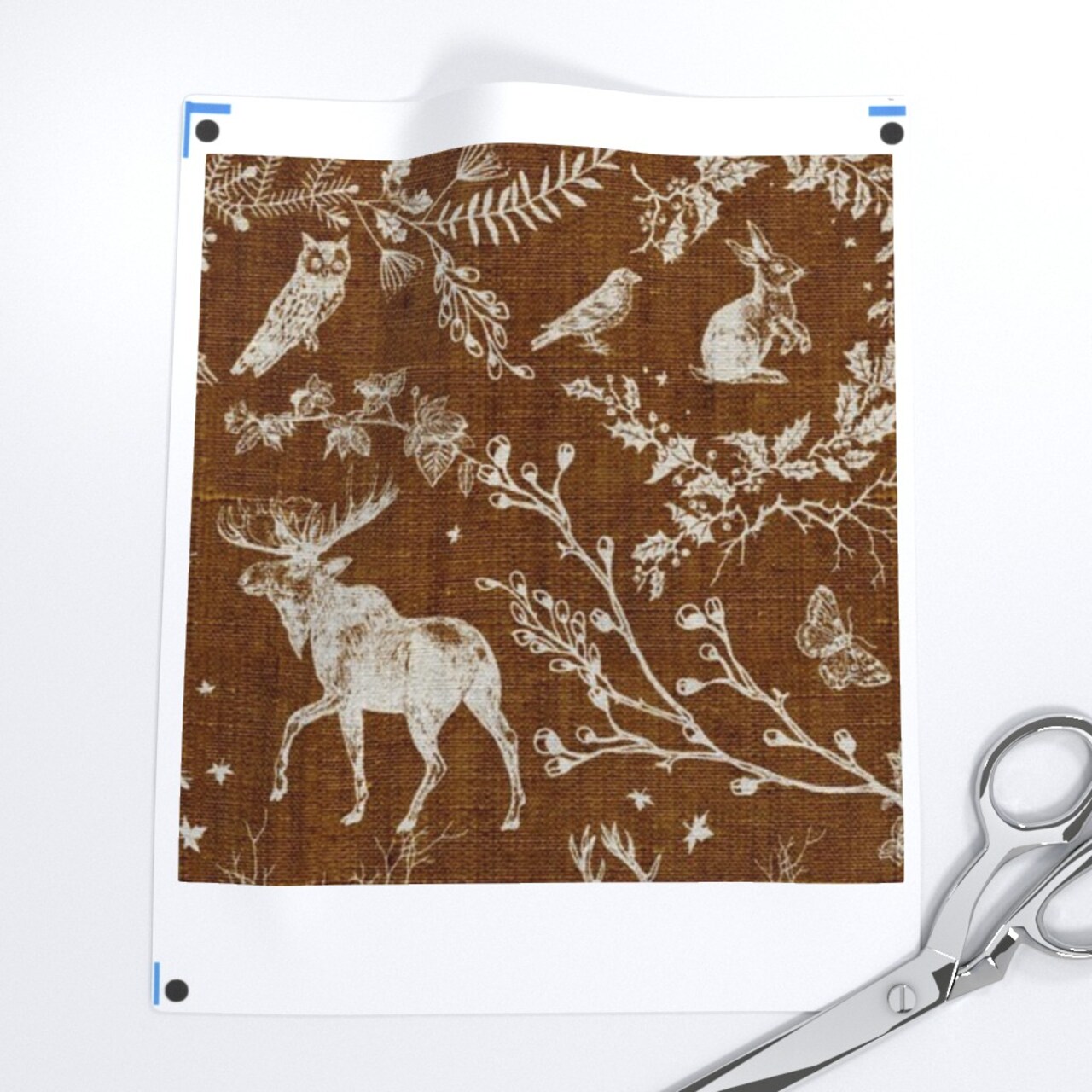 Forest Woodland Animals Nature Bear Deer Moose Owl Bear Pine Custom Printed Fabric by Spoonflower Various Fabrics by the Yard or Fat Quarter